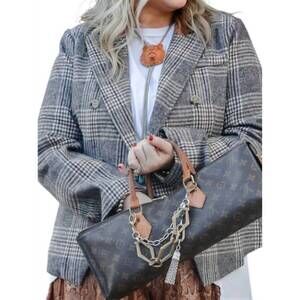 NEW MYSTREE frank plaid blazer in grey multi